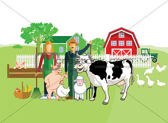 Farm animals with farmers