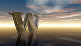 metal uppercase letter w under cloudy sky - 3d rendering