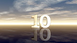 number ten under cloudy sky - 3d illustration