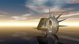 number fourty with prickles under cloudy sky - 3d illustration