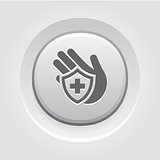 Insurance Icon. Grey Button Design.