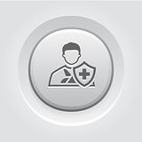 Accident Insurance Icon. Grey Button Design.