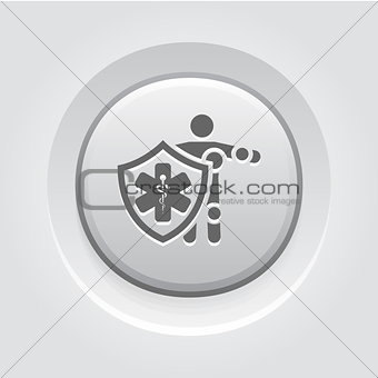 Life Insurance Icon. Grey Button Design.