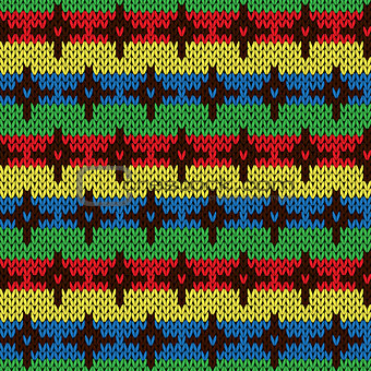 Seamless knitting multicolor pattern with crosses
