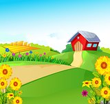 beauty farm with landscape background
