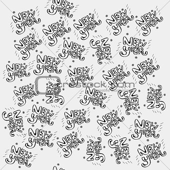 Vector minimalist monochrome black and white pattern new year lettering