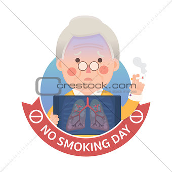 Smoking Lung Problem with No Smoking Day Sign