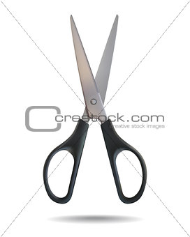 Black scissors isolated on white background.