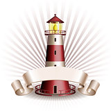 Nautical emblem with Red lighthouse