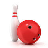Bowling Ball and pin with red stripes 3D