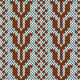 Knitting seamless pattern in muted blue and brown