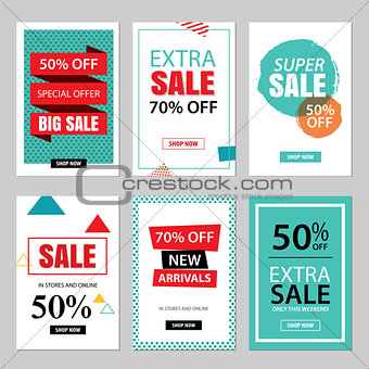Set of sale website banner templates.Social media banners for on