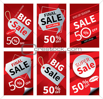Social media sale banners and ads web template set. Vector illus