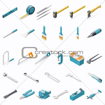 Building hand tools icon set