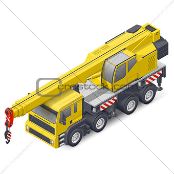 Truck crane isometric detailed icon