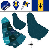 Map of Barbados with Parishes