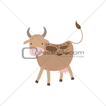 Cow With Brown Spots And Udder Standing