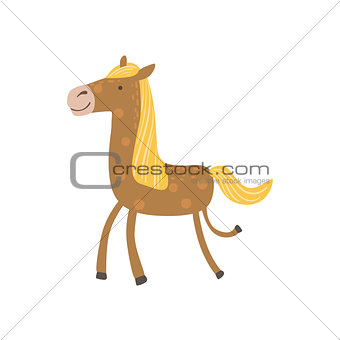 Brown Horse With Yellow Crest Walking