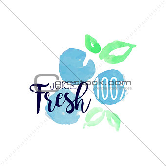 Blueberry 100 Percent Fresh Juice Promo Sign
