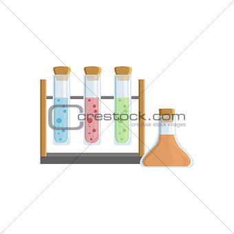Set Of Three Test Tubes For Chemical Experiments