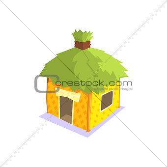 Hut With Green Leaves On The Roof Jungle Village Landscape Element