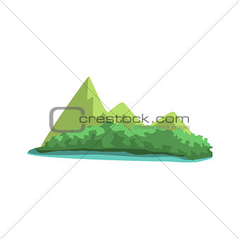 Tropical Island With Mountains View Jungle Landscape Element
