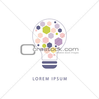 Hexahedrons Inside Idea Bulb Abstract Design Pastel Icons