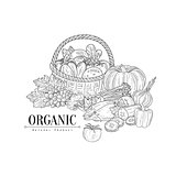 Organic Farm Products Still Life Hand Drawn Realistic Sketch