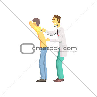 Hospital Examining Patient With Stethoscope