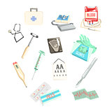 Set Of Different Medical Examination And Tratment Items
