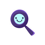 Magnifying Glass Primitive Icon With Smiley Face
