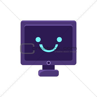 Computer Screen Primitive Icon With Smiley Face
