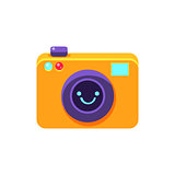 Photo Camera Primitive Icon With Smiley Face