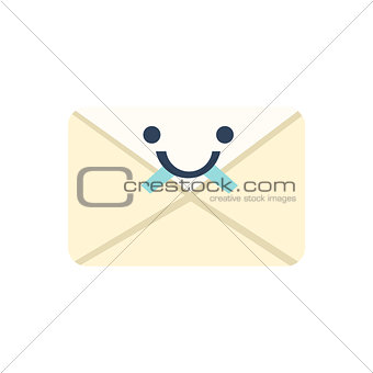 Sealed Letter Primitive Icon With Smiley Face