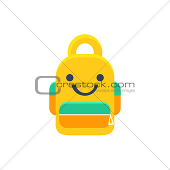 School Backpack Primitive Icon With Smiley Face