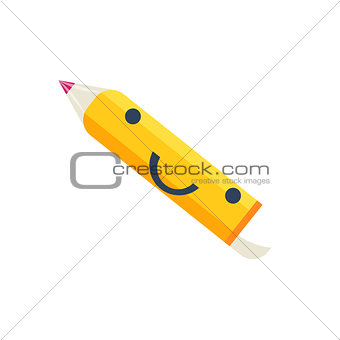 Pencil Primitive Icon With Smiley Face