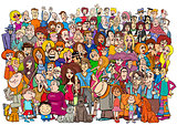 cartoon people in the crowd