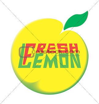 logo fresh lemon with leave on a white background