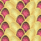 Seamless Easter pattern with golden eggs