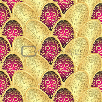 Seamless Easter pattern with golden eggs