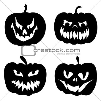 Halloween pumpkins with various expressions