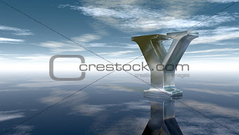 metal uppercase letter y under cloudy sky - 3d rendering