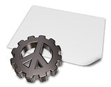 pacific symbol in gear wheel on blank white paper sheet - 3dillustration