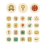 Thin line icons for leisure, travel and sport