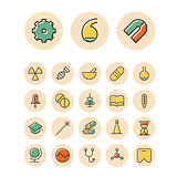 Thin line icons for science and medical