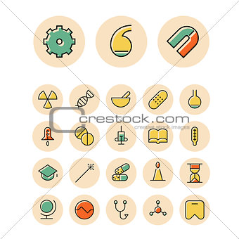 Thin line icons for science and medical
