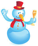 Snowman with wineglass