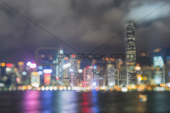 double exposure blured lighhts from Victoria harbor, Hong Kong