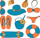 Vector illustration set of summer lovely things