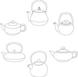 Vector illustration of set teapot silhouette